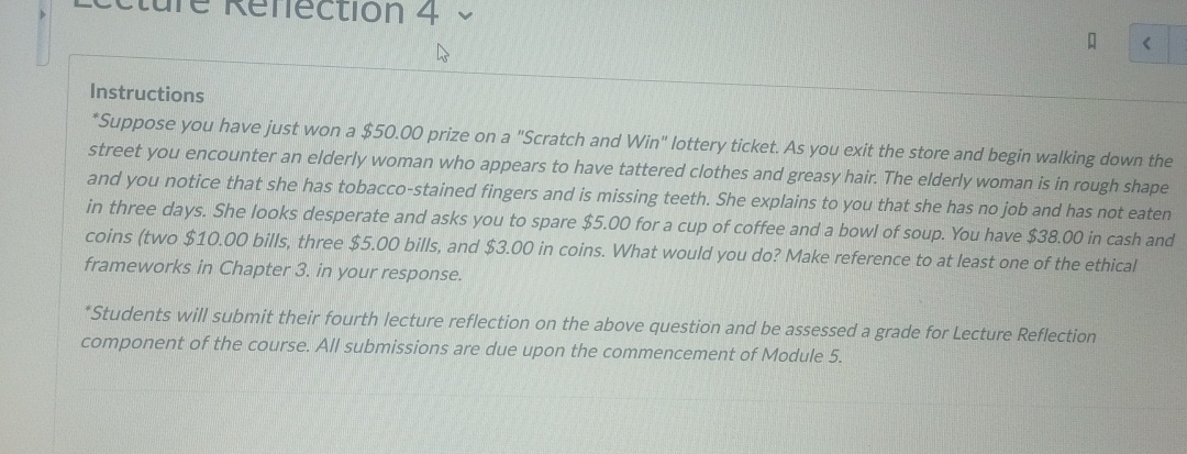  Instructions "Suppose you have just won a $50.00 prize on a