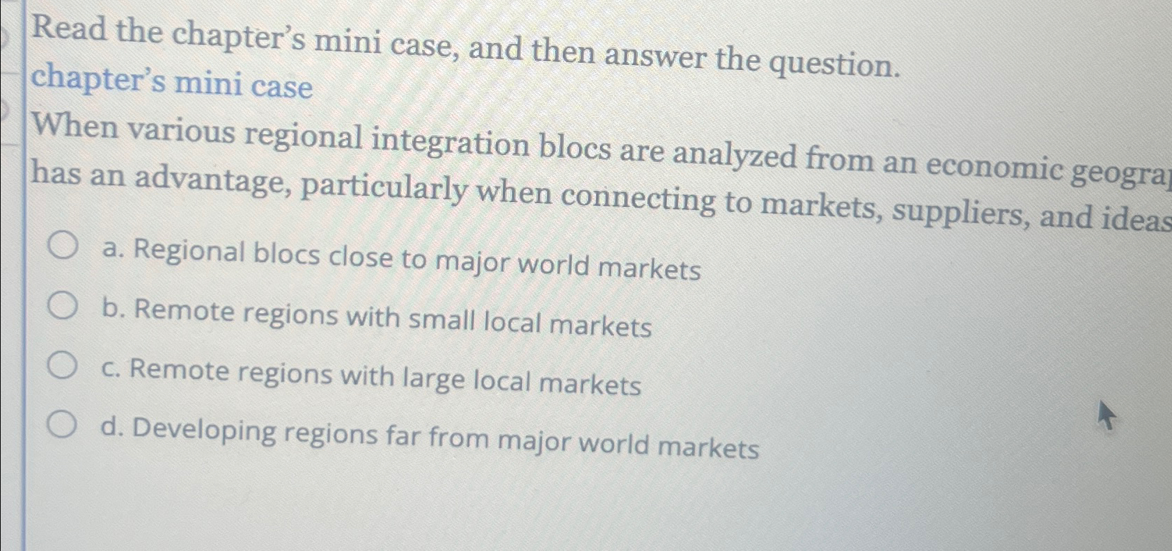  Read the chapter's mini case, and then answer the question. chapter's