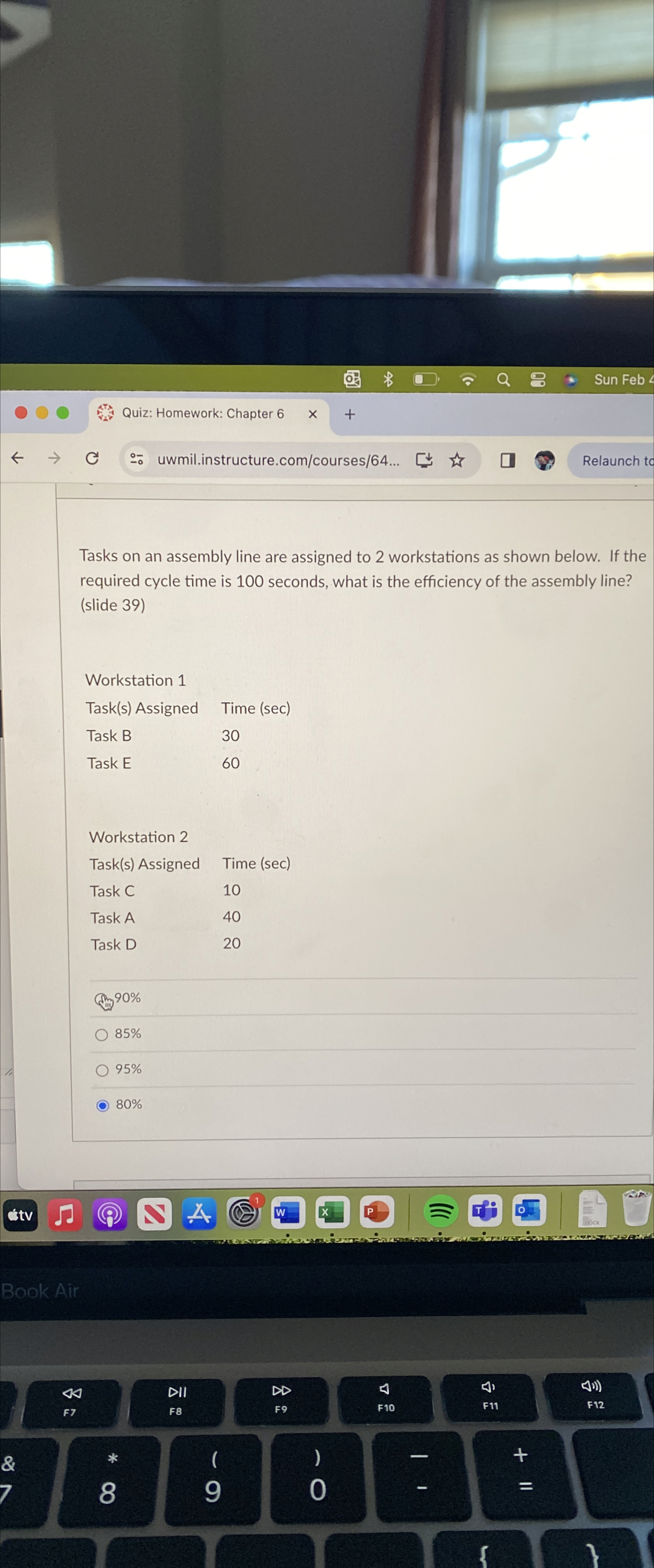  Tasks on an assembly line are assigned to 2 workstations as