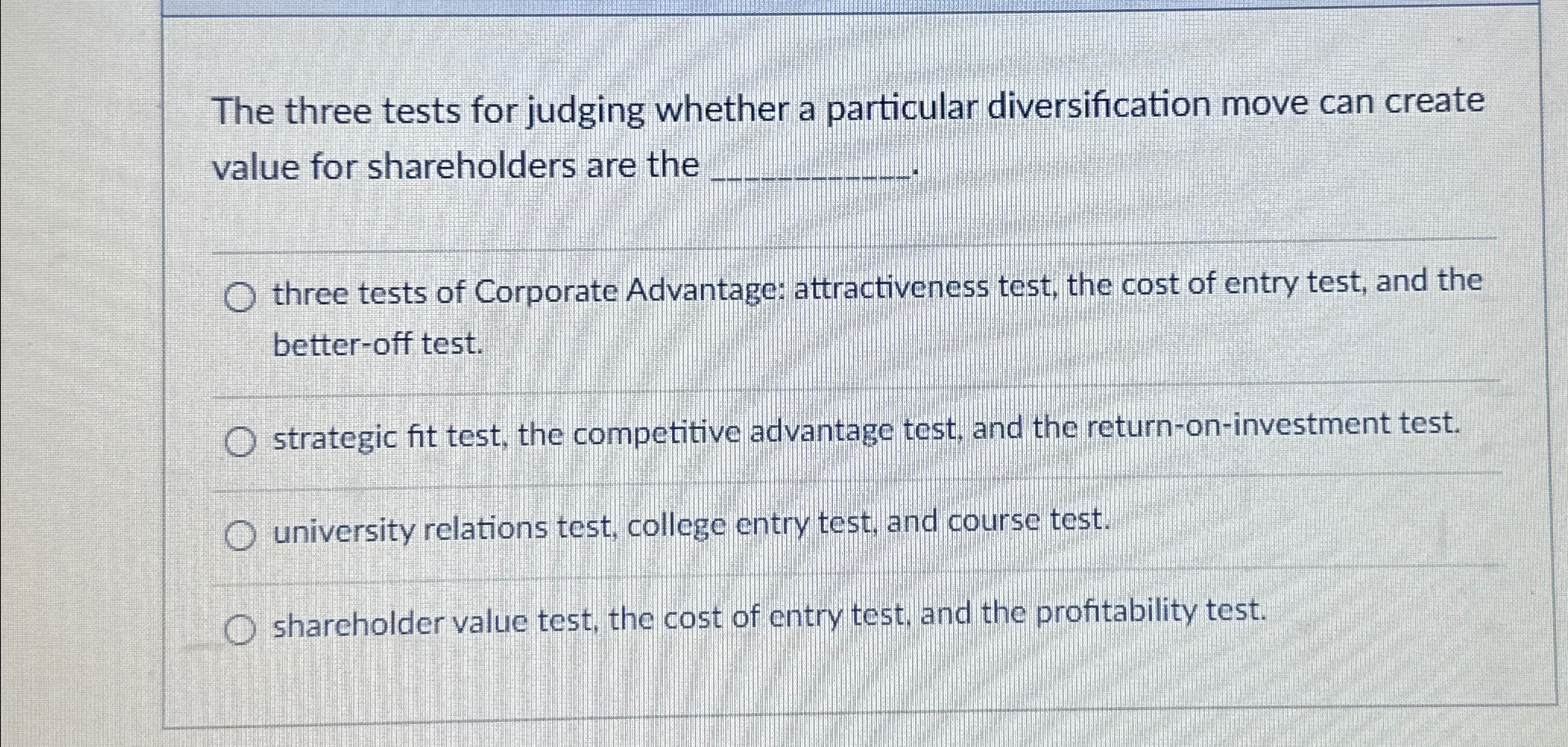  The three tests for judging whether a particular diversification move can