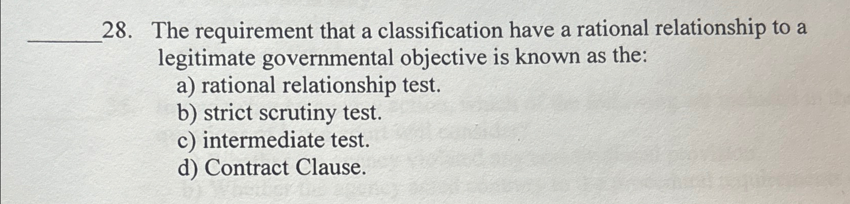  The requirement that a classification have a rational relationship to a