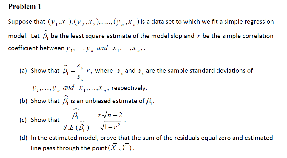  Problem 1 Suppose that ()1 ,X]), ()2,X2),....., ()'n > >" )