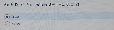  AAxinD,x2x where D={-1,0,1,2} True False 
