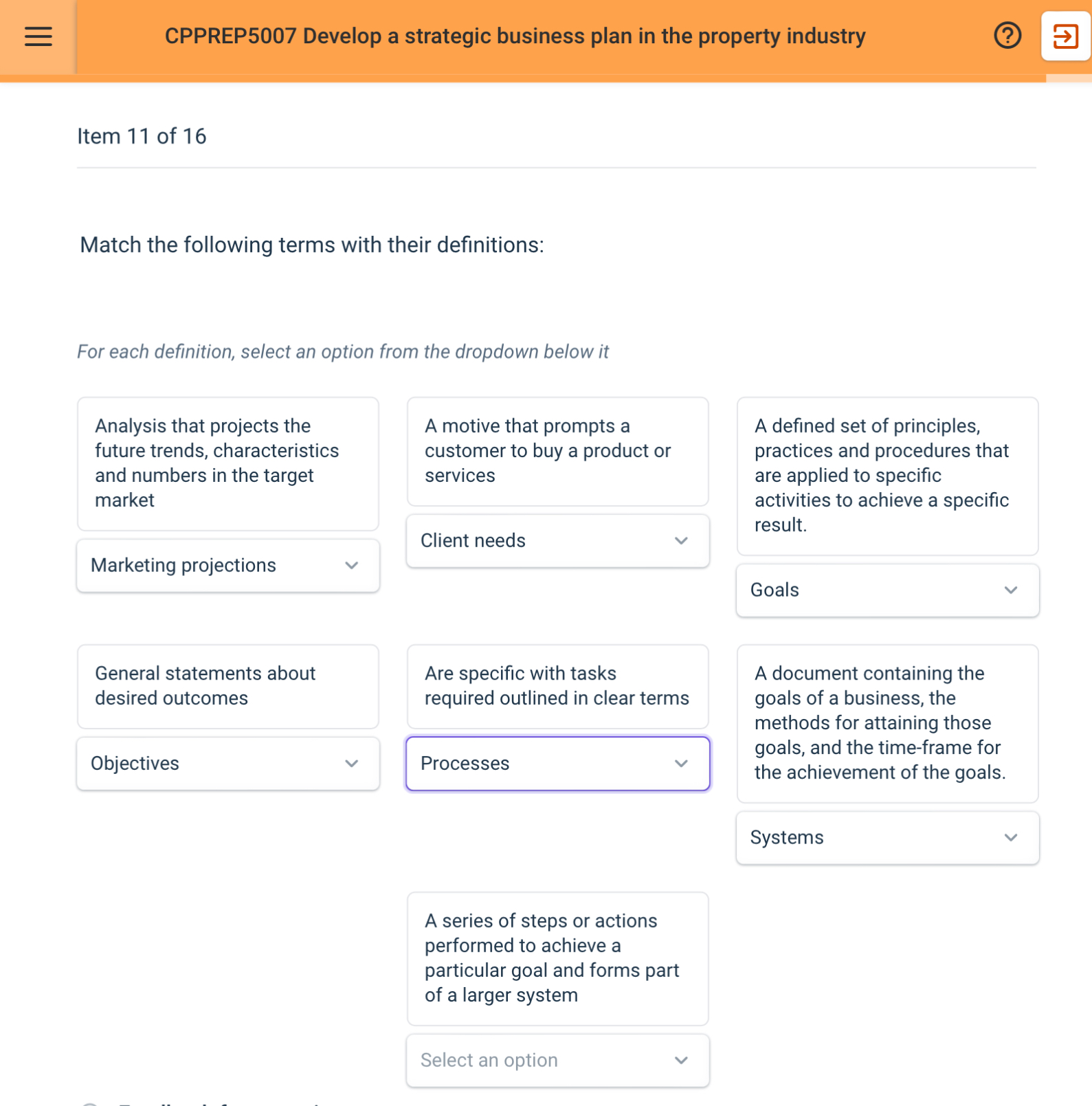  CPPREP5007 Develop a strategic business plan in the property industry Item