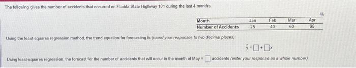  Using the least squares regression method, the trend equation for forecasting