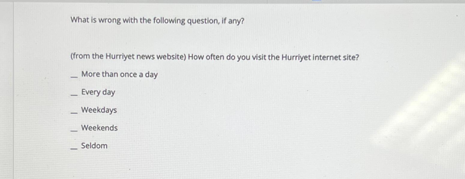  What is wrong with the following question, if any? (from the