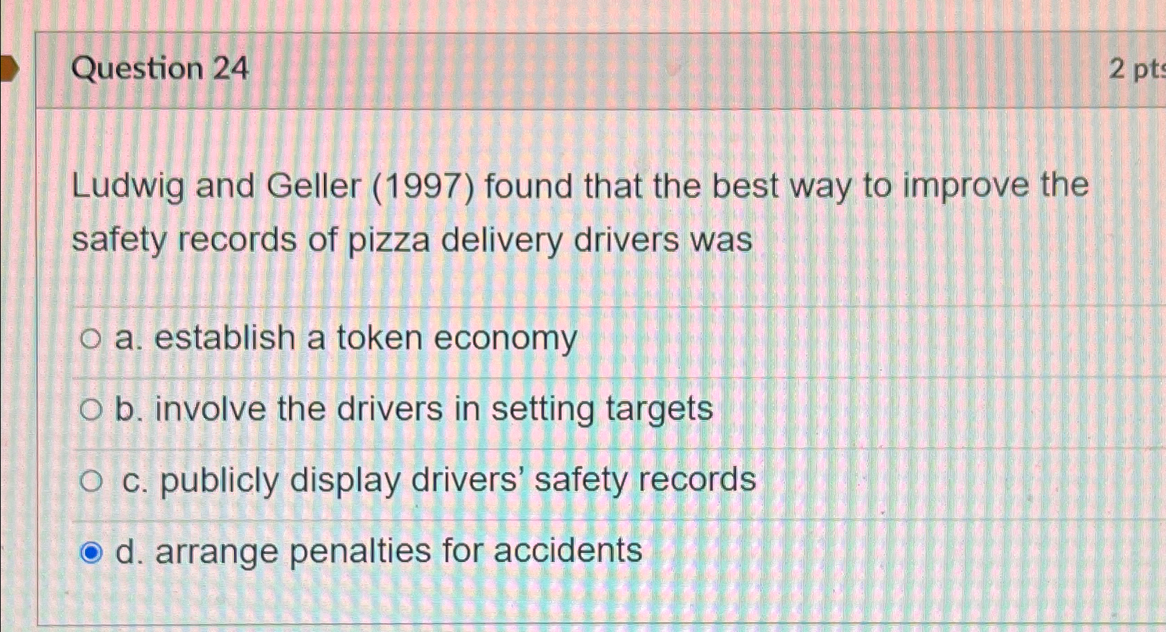  Question 24 Ludwig and Geller (1997) found that the best way