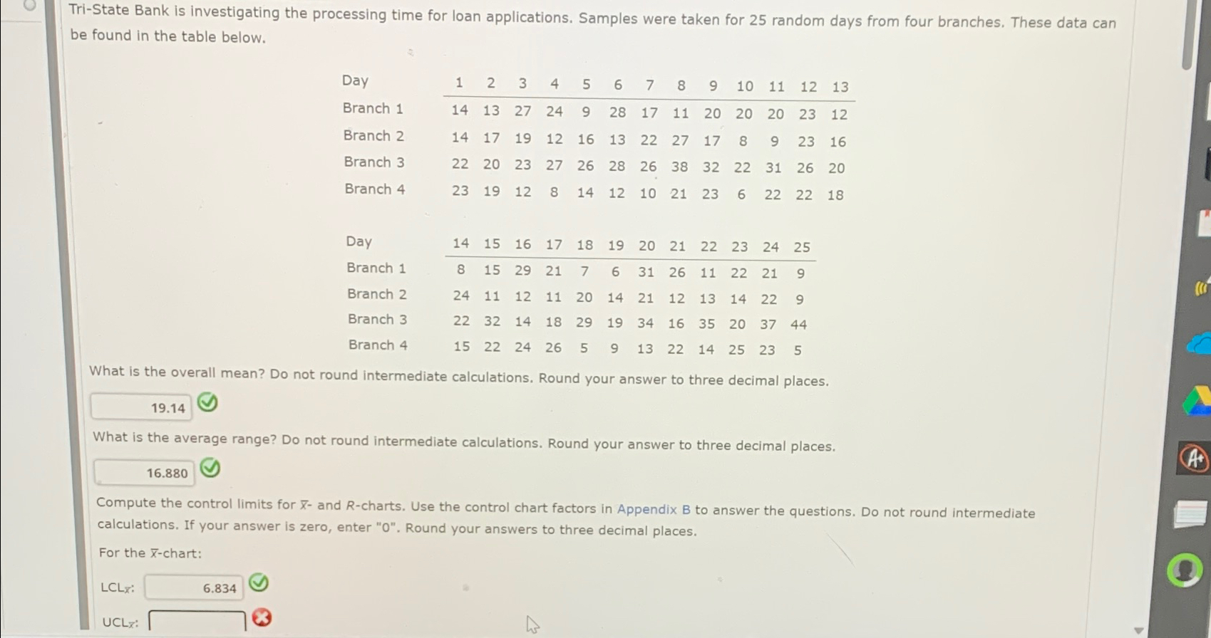  Tri-State Bank is investigating the processing time for loan applications. Samples