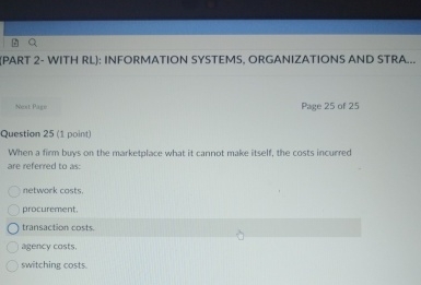  (PART 2- WITH RL): INFORMATION SYSTEMS, ORGANIZATIONS AND STRA... Nent Page