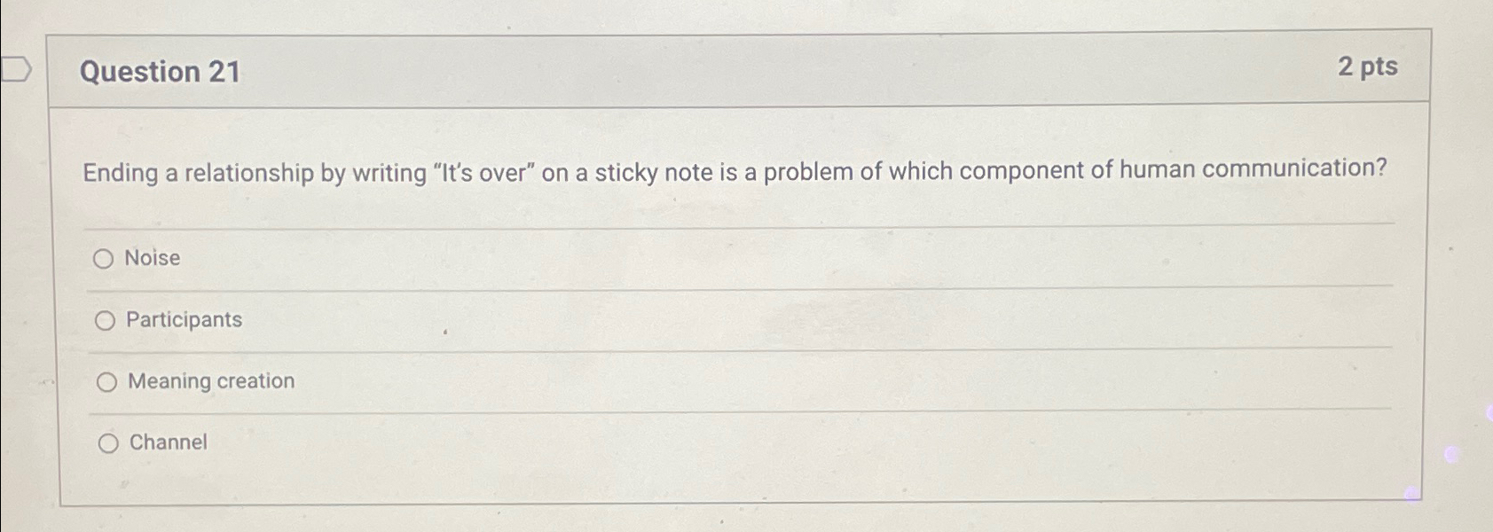  Question 21 2 pts Ending a relationship by writing "It's over"