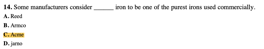  Some manufacturers consider ______ iron to be one of the purest