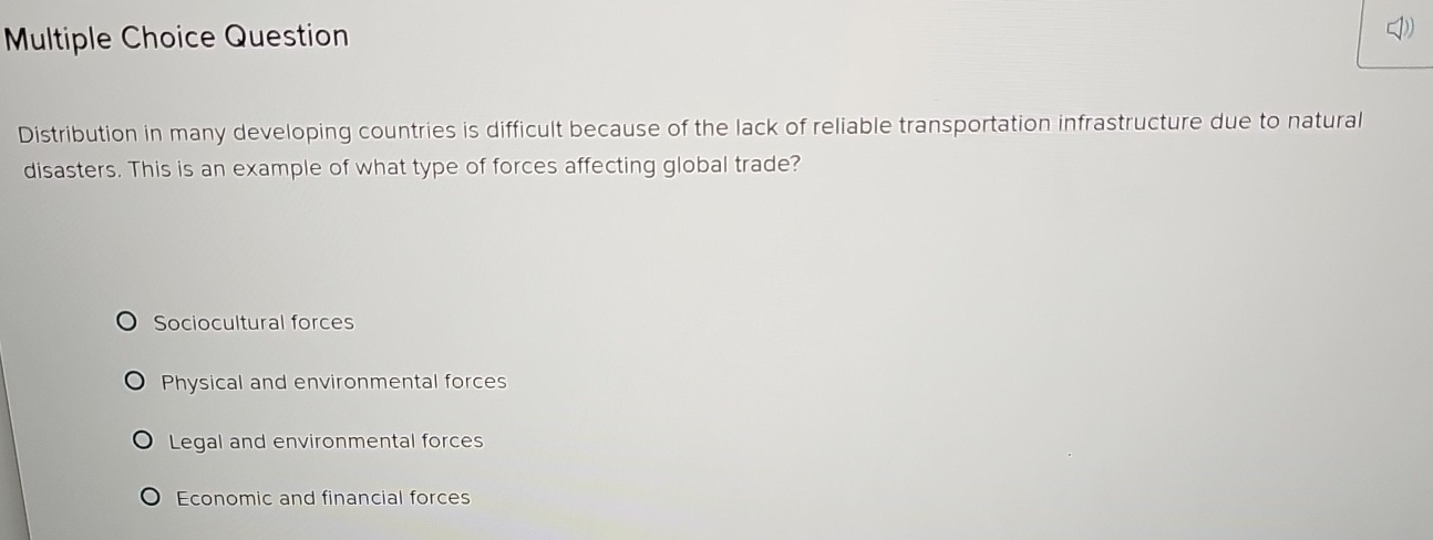  Multiple Choice Question Distribution in many developing countries is difficult because