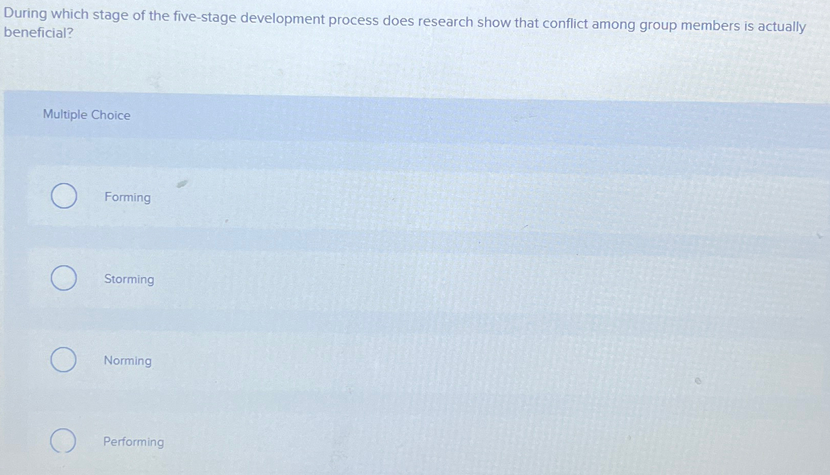  During which stage of the five-stage development process does research show