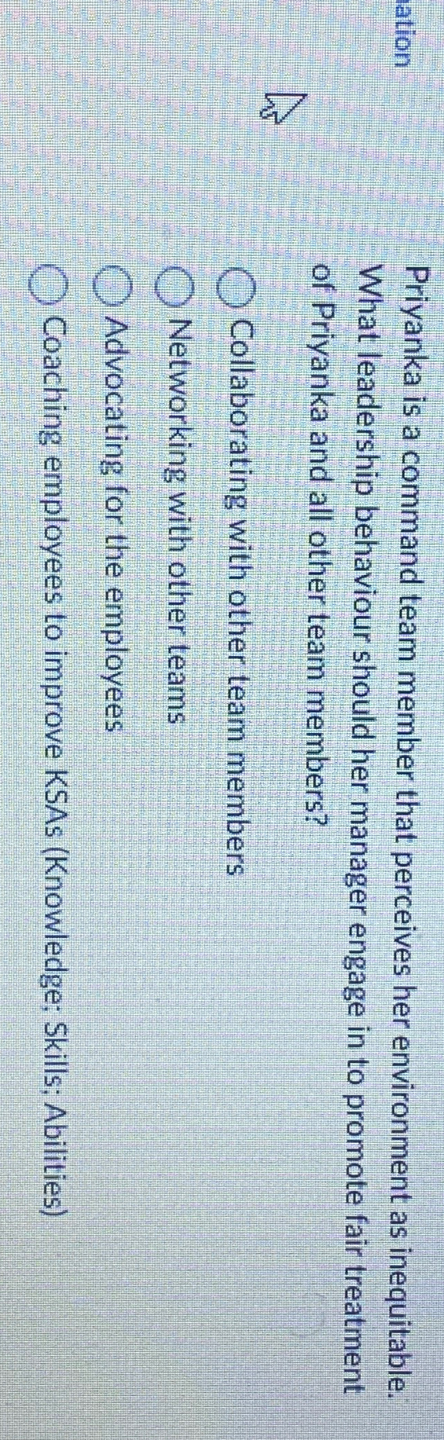  Priyanka is a command team member that perceives her environment as