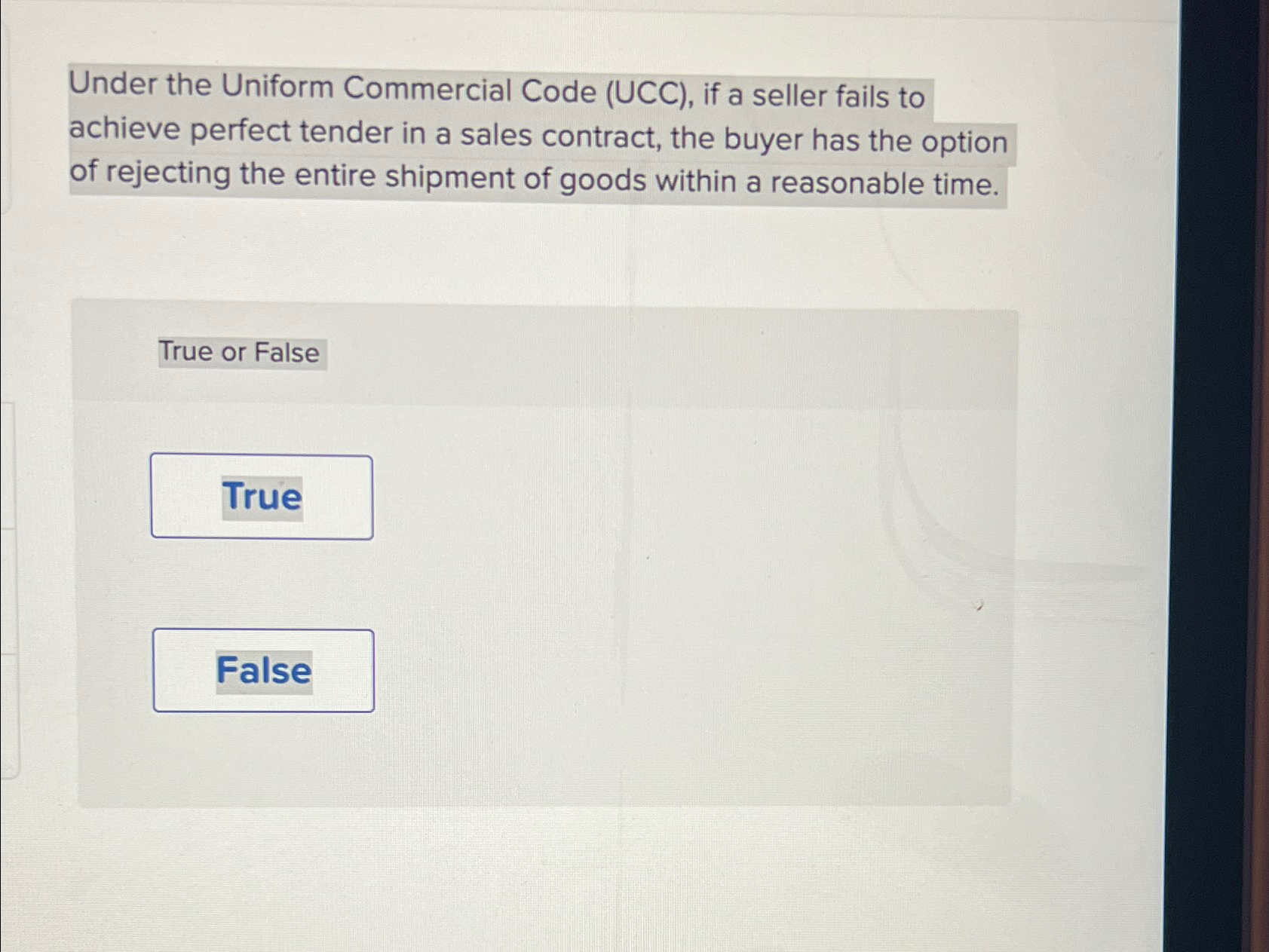  Under the Uniform Commercial Code (UCC), if a seller fails to