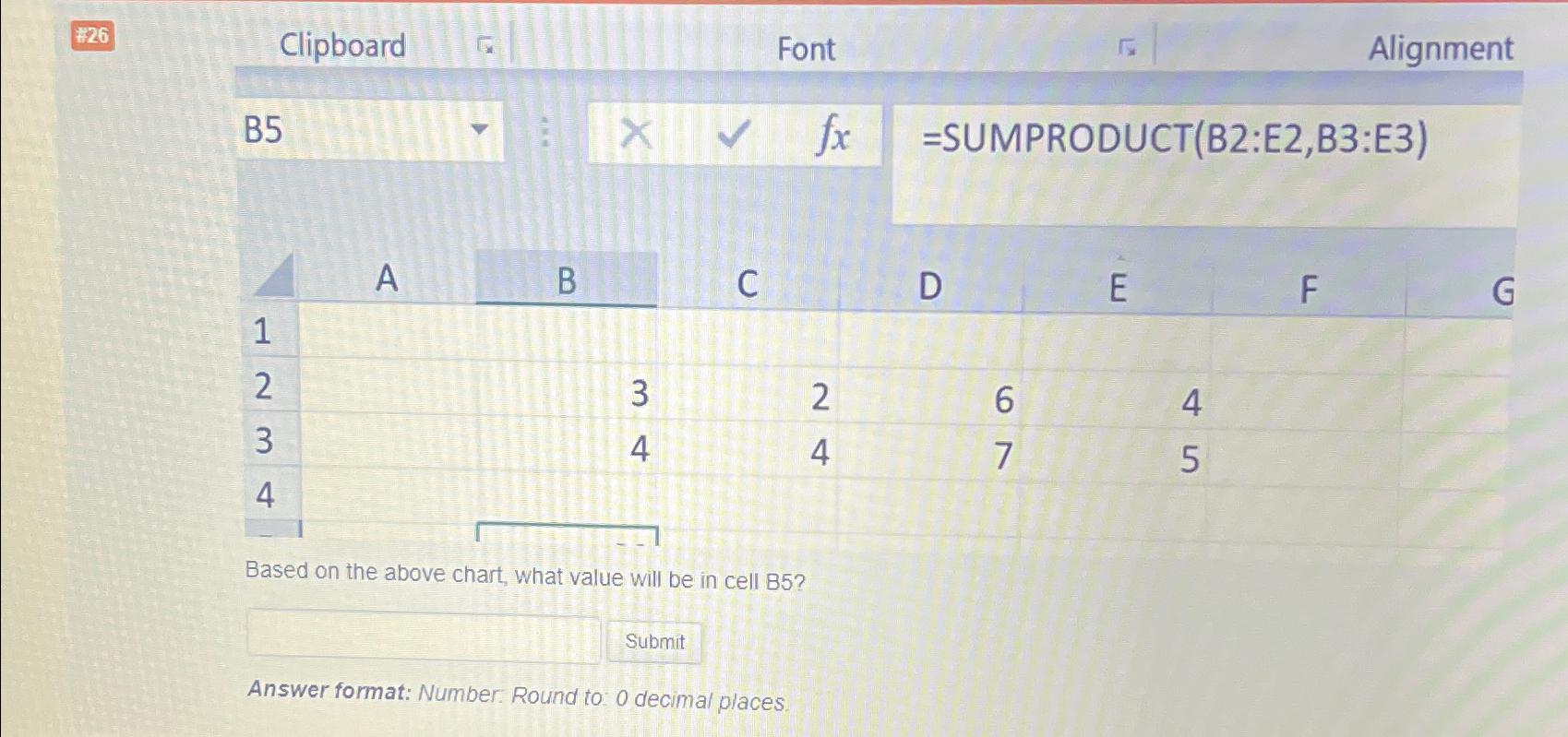  Based on the above chart, what value will be in cell