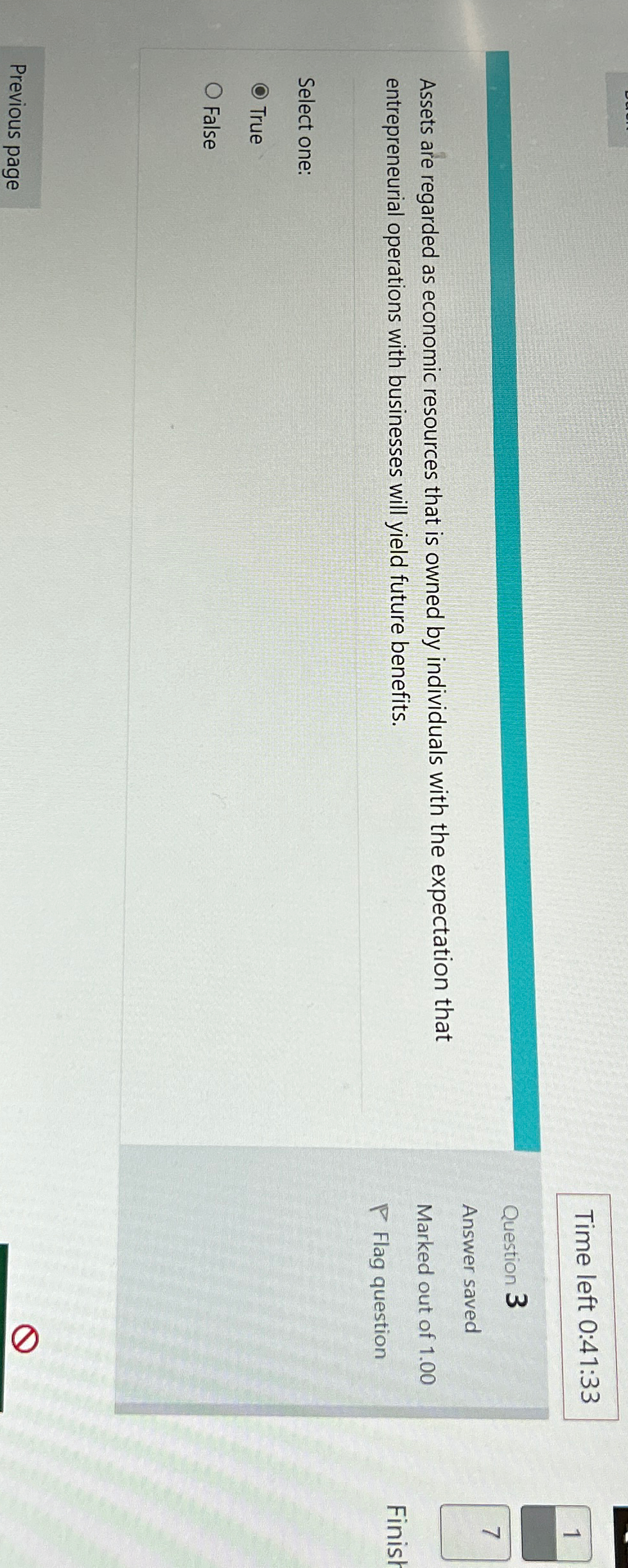  Time left 0:41:33 Assets are regarded as economic resources that is