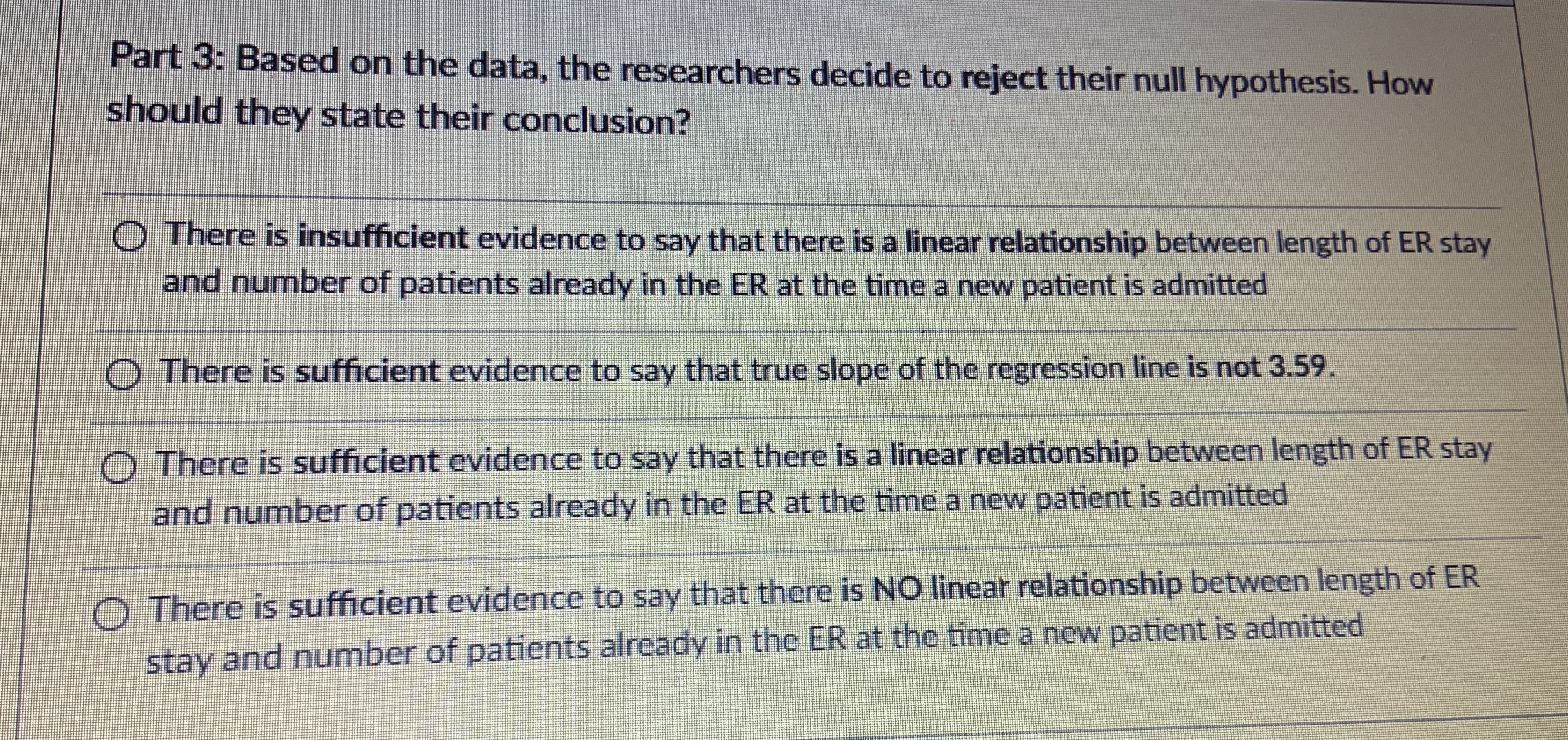 is a linear relationship between length of stay and number of patients