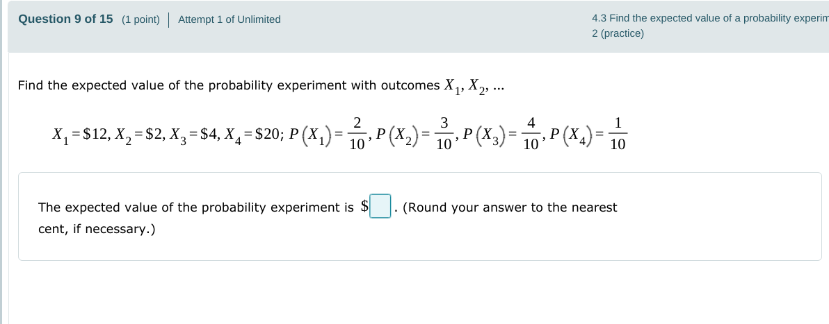 D. The odds against event B are [:l. Find the odds in