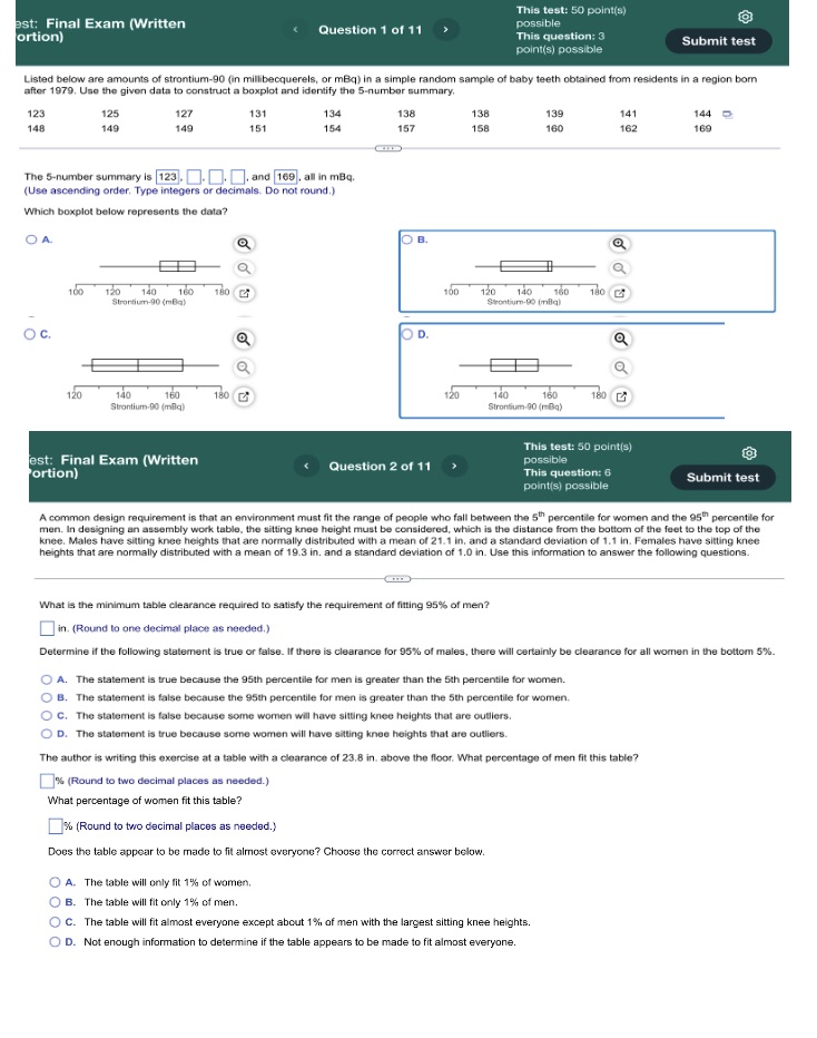  This test: 50 point(s) st: Final Exam (Written Question 1 of