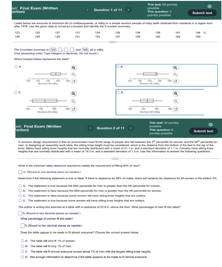 This test: 50 point(s) est: Final Exam (Written possible ortion) Question