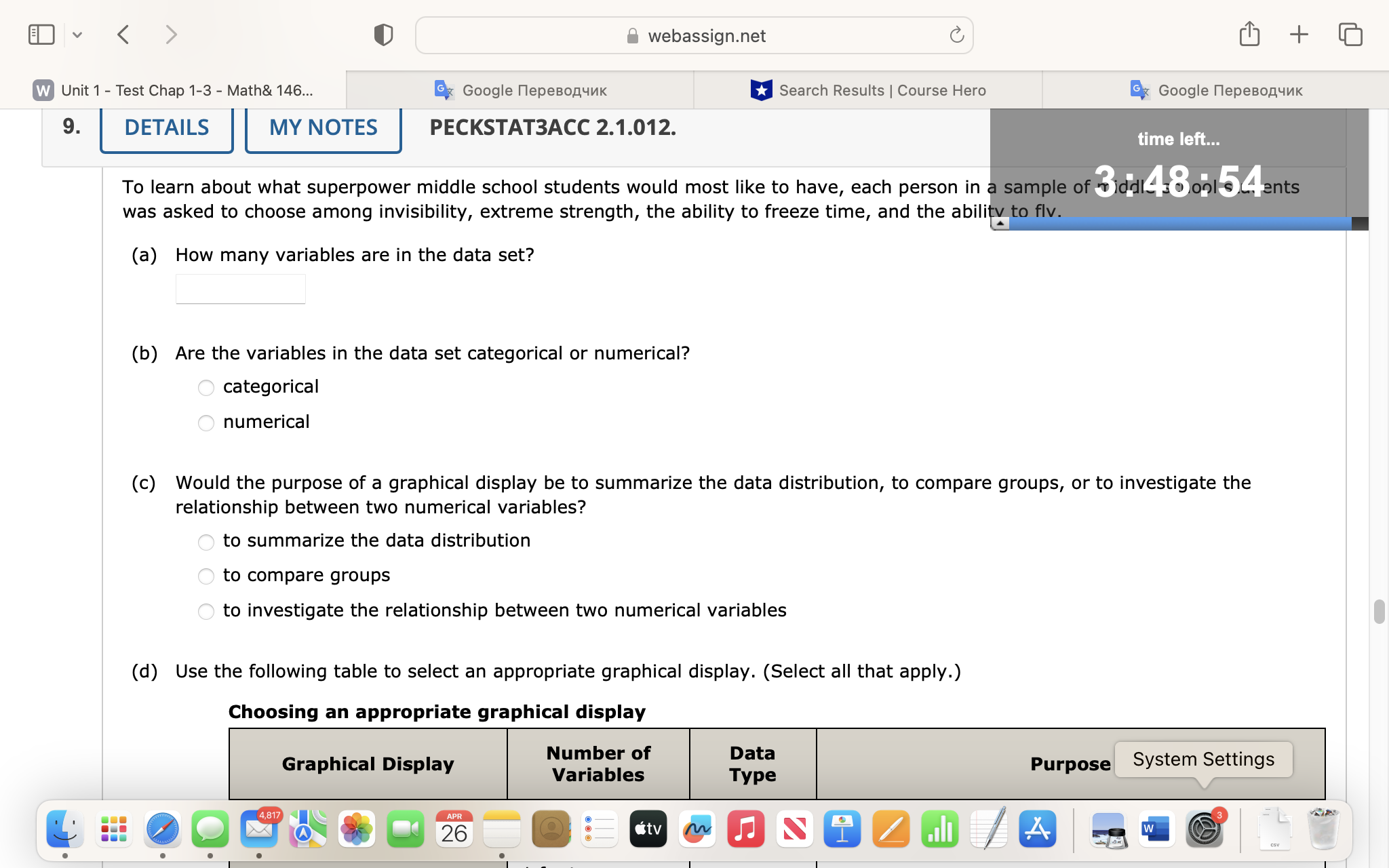 > W Unit 1 Test Chap 1-3 - Math& 146... 9. DETAILS