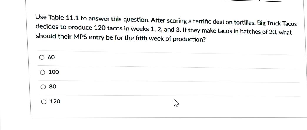  Use Table 11.1 to answer this question. After scoring a terrific