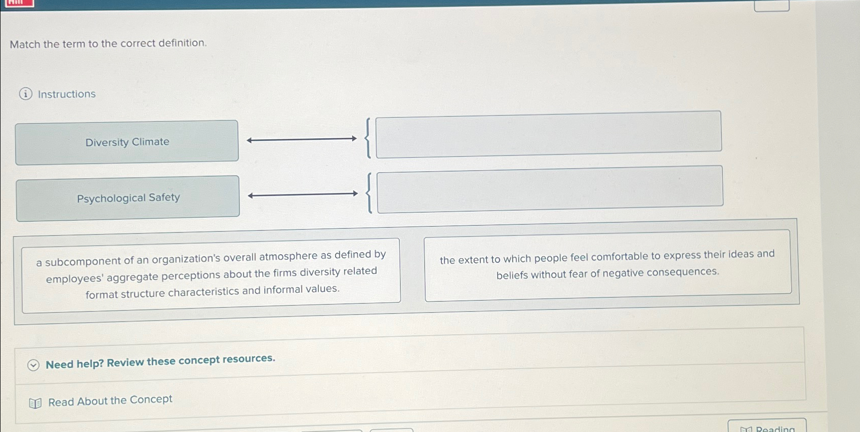  Match the term to the correct definition. Instructions a subcomponent of