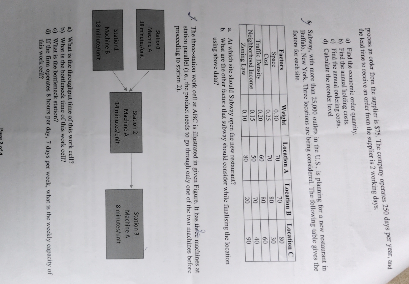  process an order from the supplier is $75. The company operates