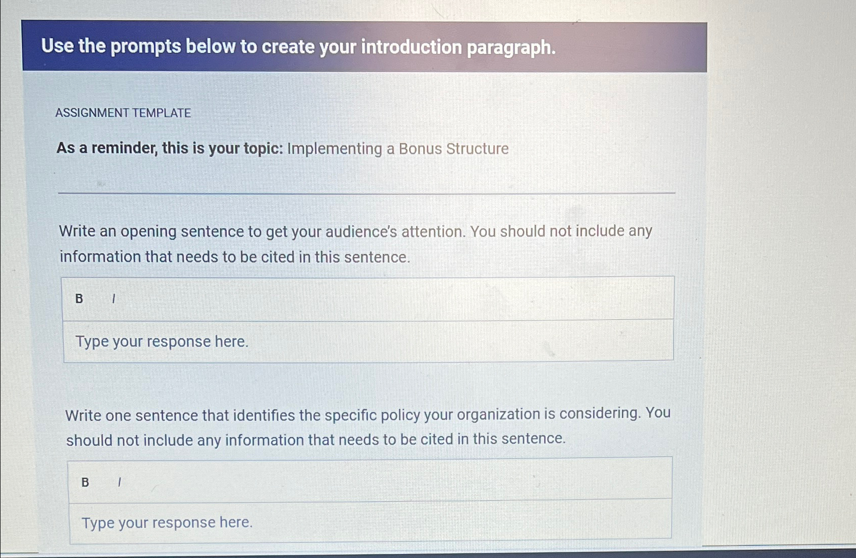  Use the prompts below to create your introduction paragraph. ASSIGNMENT TEMPLATE