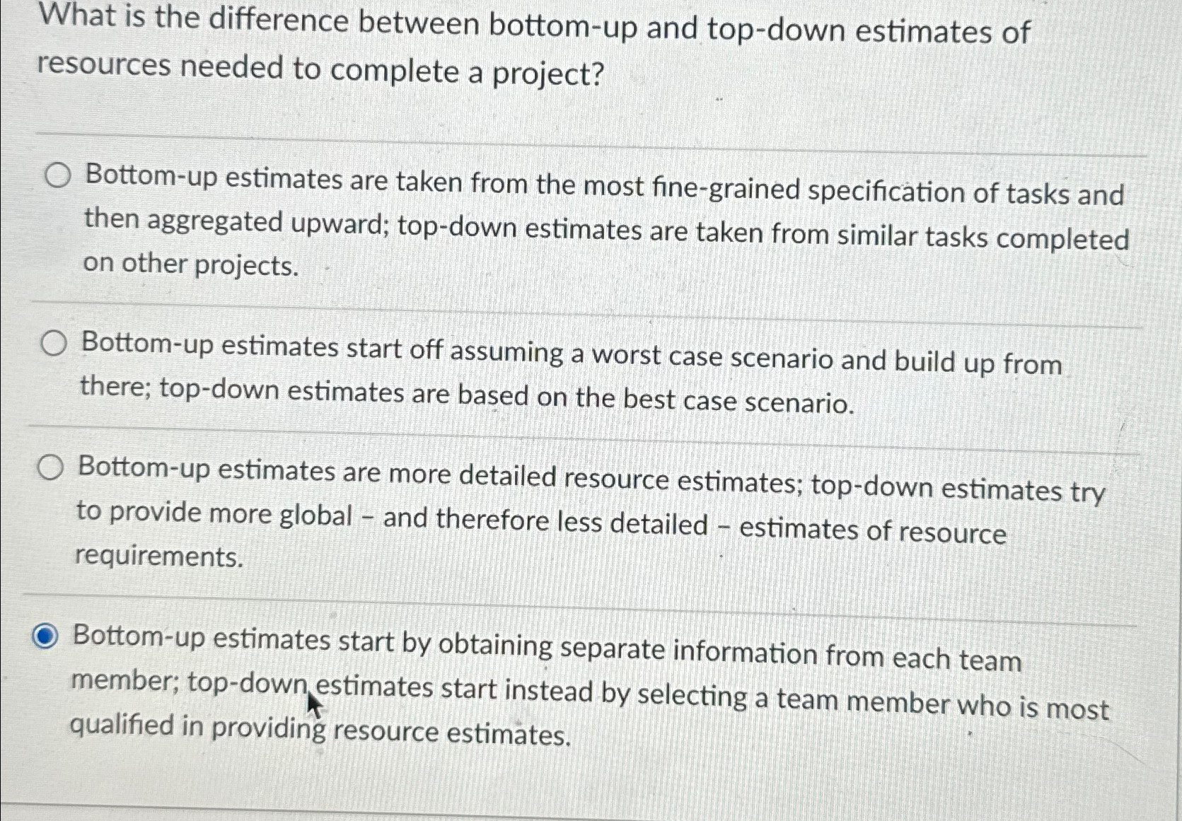  What is the difference between bottom-up and top-down estimates of resources