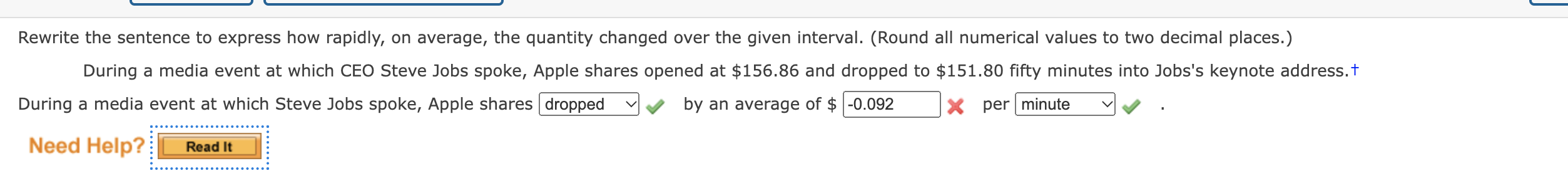  Rewrite the sentence to express how rapidly, on average, the quantity