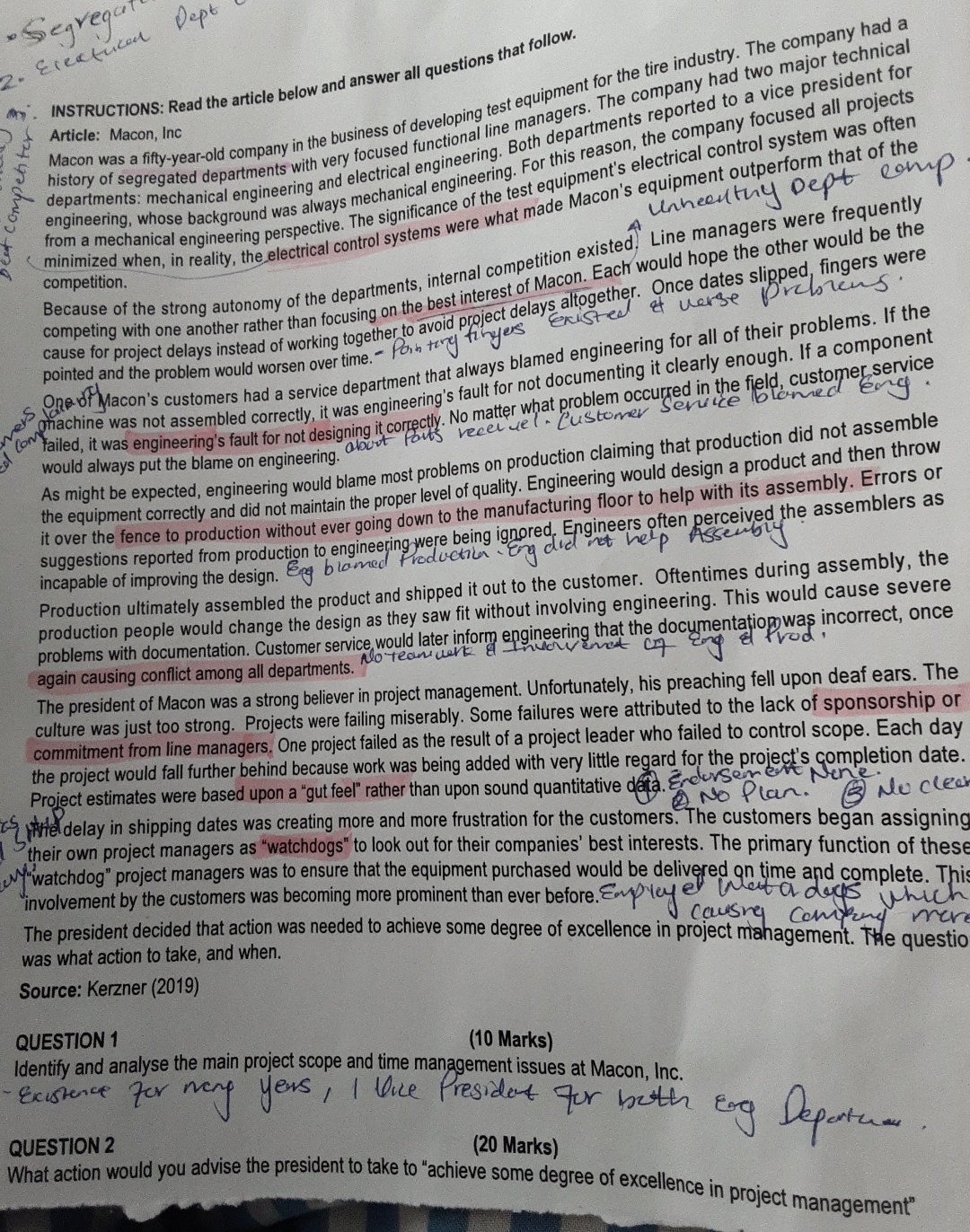  Dept (A). INSTRUCTIONS: Read the article below and answer all questions
