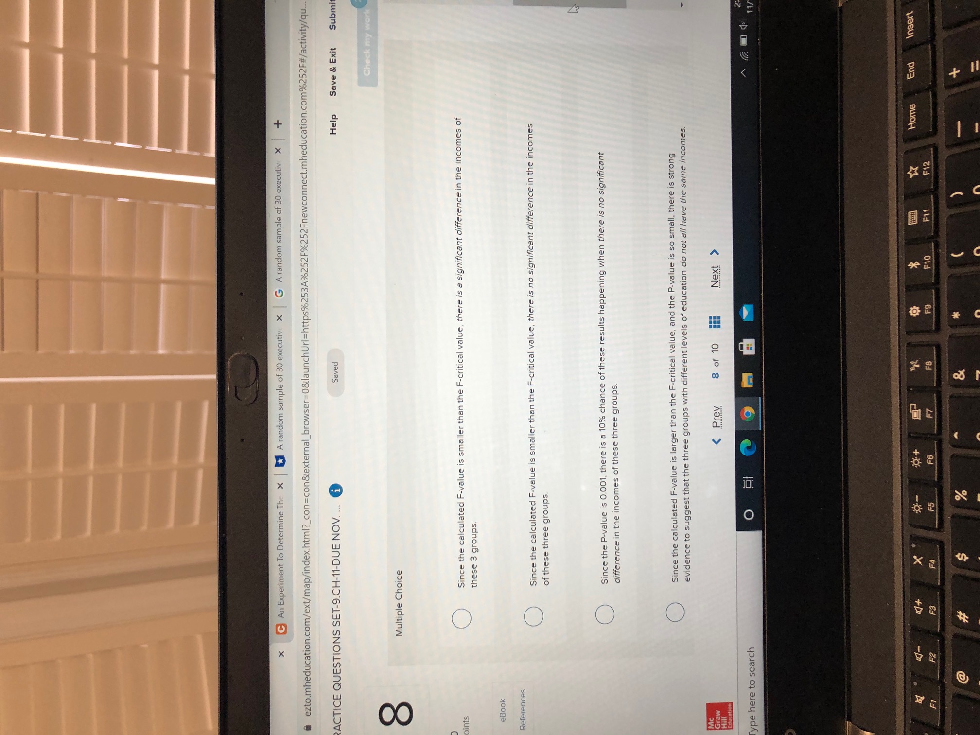 X A random sample of 30 executive X G A random sample