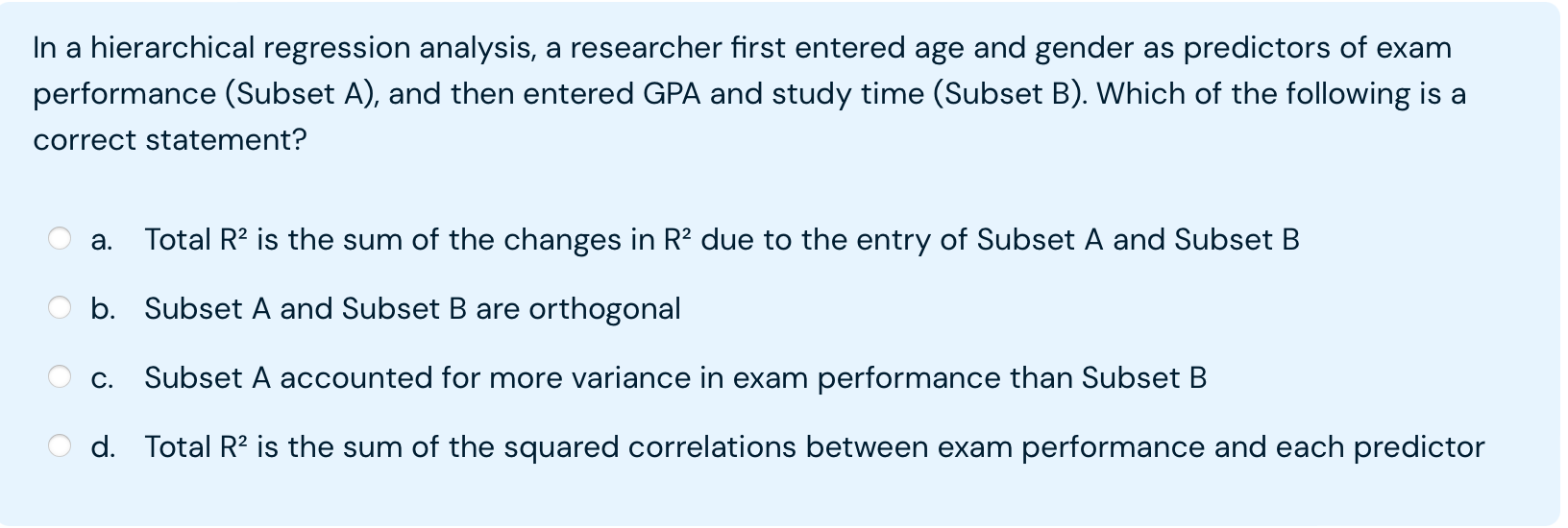 the term used to describe the point where the regression line intersects