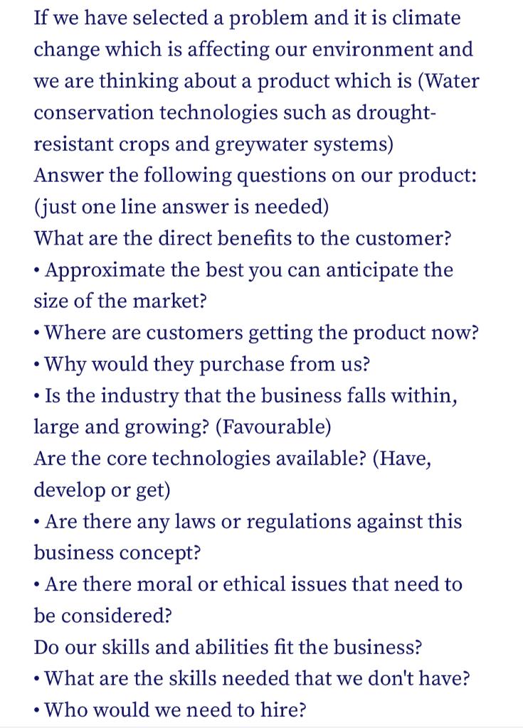 If we have selected a problem and it is climate change