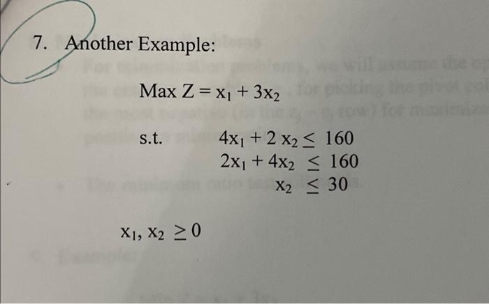  Solve this linear programming model using the simplex method. Another Example: