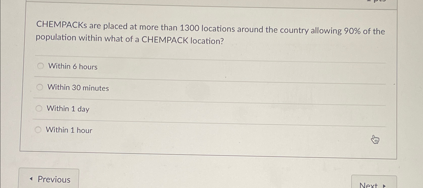  CHEMPACKs are placed at more than 1300 locations around the country