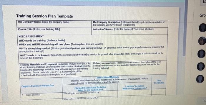 Course title is diversity and inclusion Training Session Plan Template