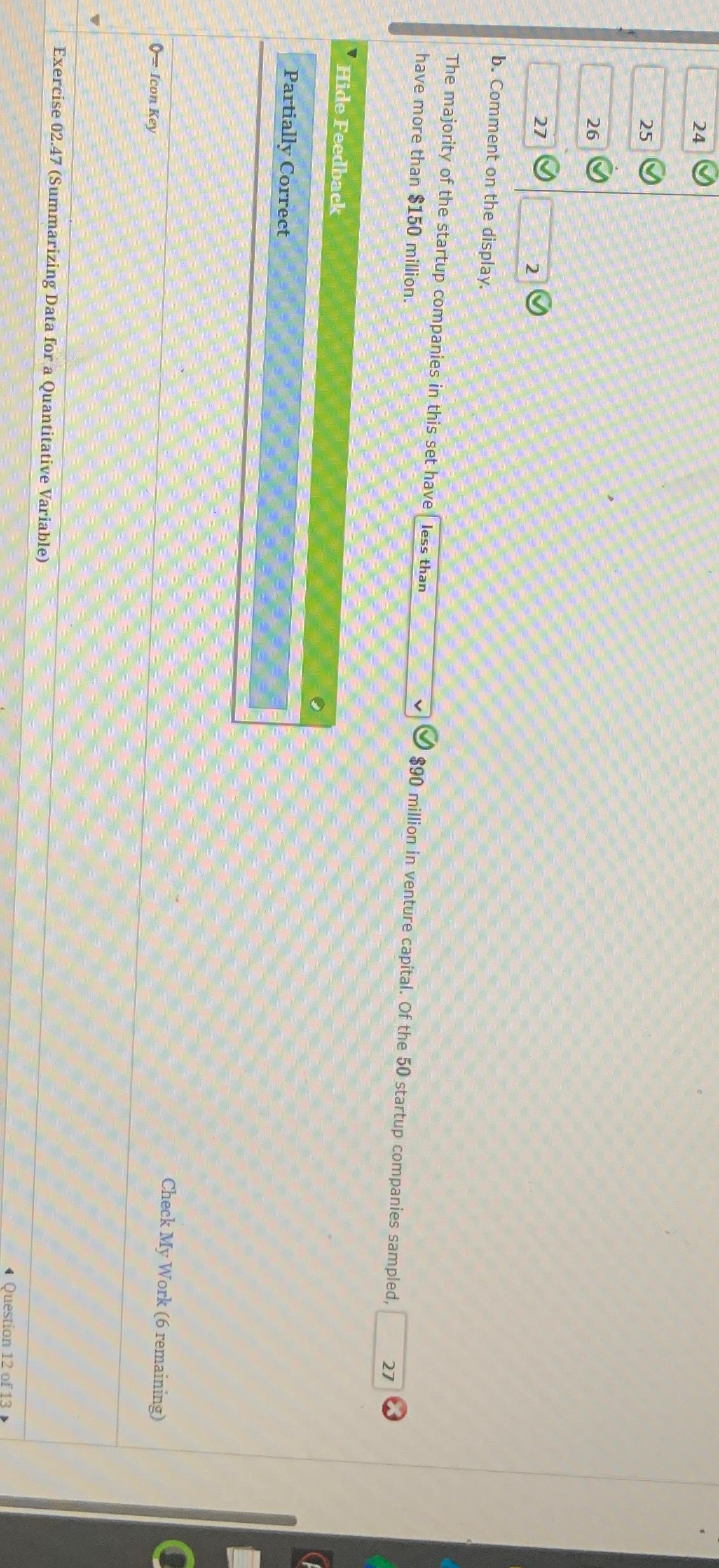  24 b. Comment on the display. The majority of the startup