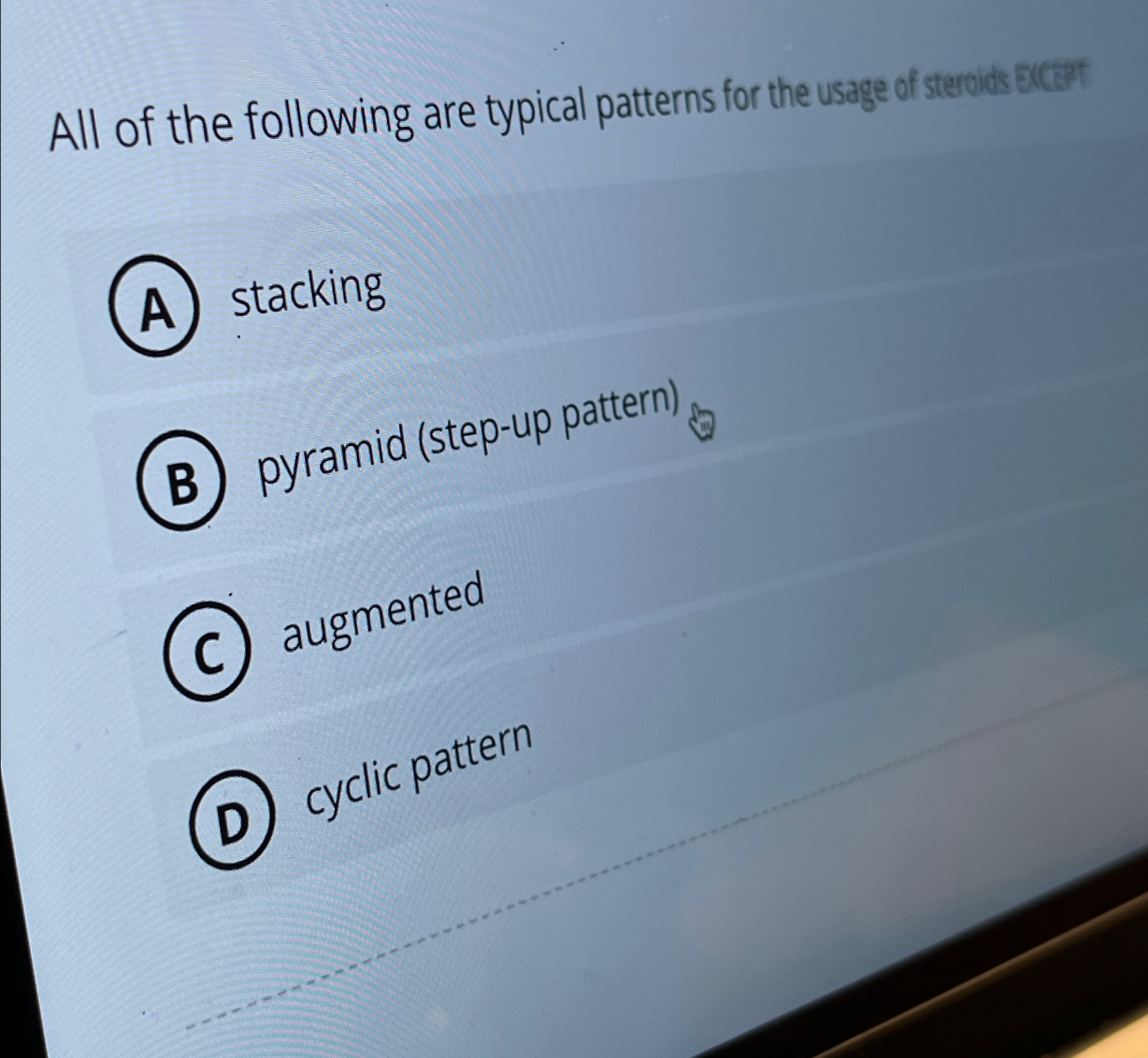  All of the following are typical patterns for the usage of