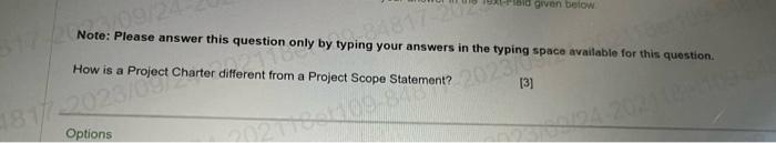  Note: Please answer this question only by typing your answers in