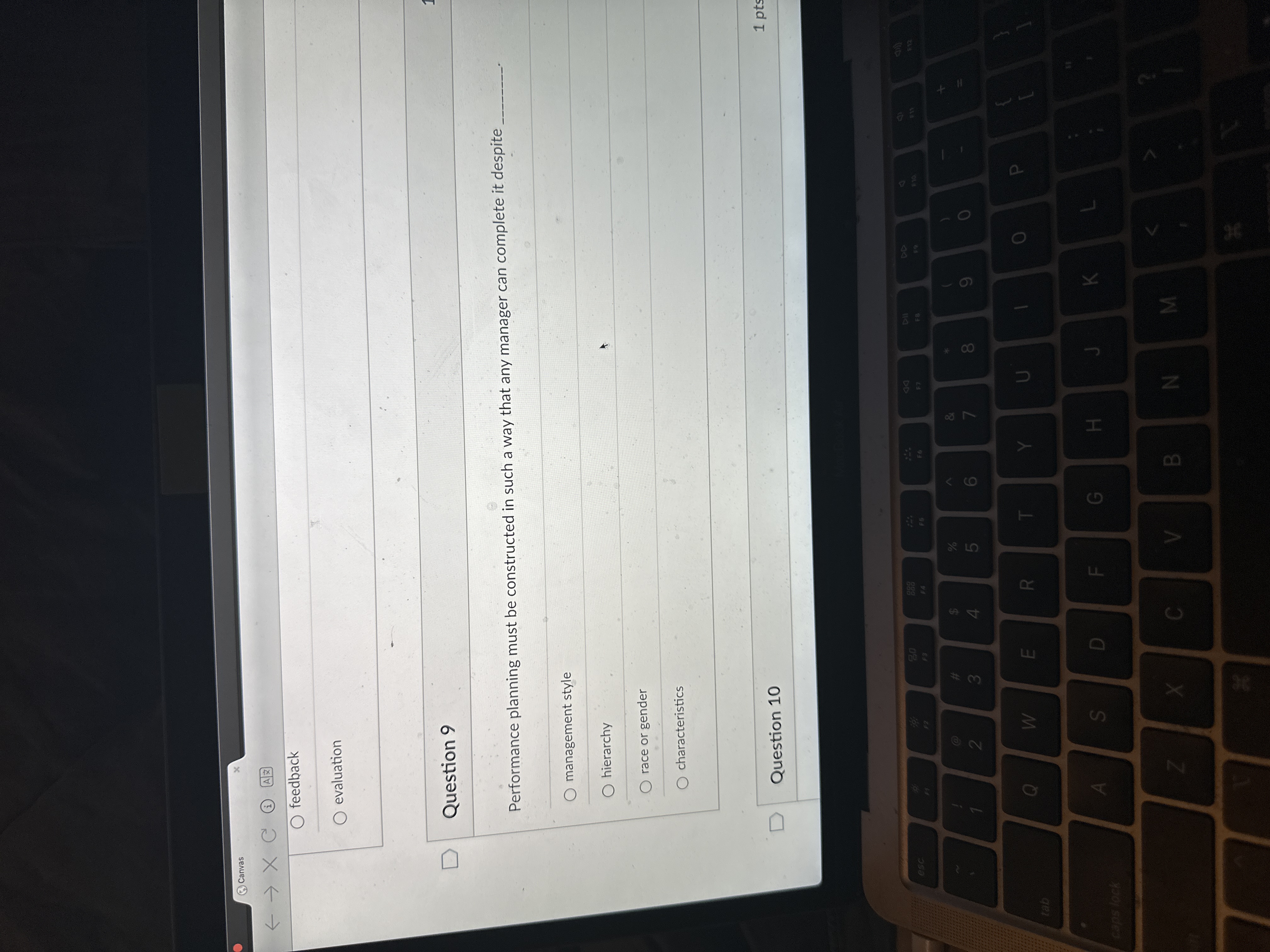  Question 9 Performance planning must be constructed in such a way