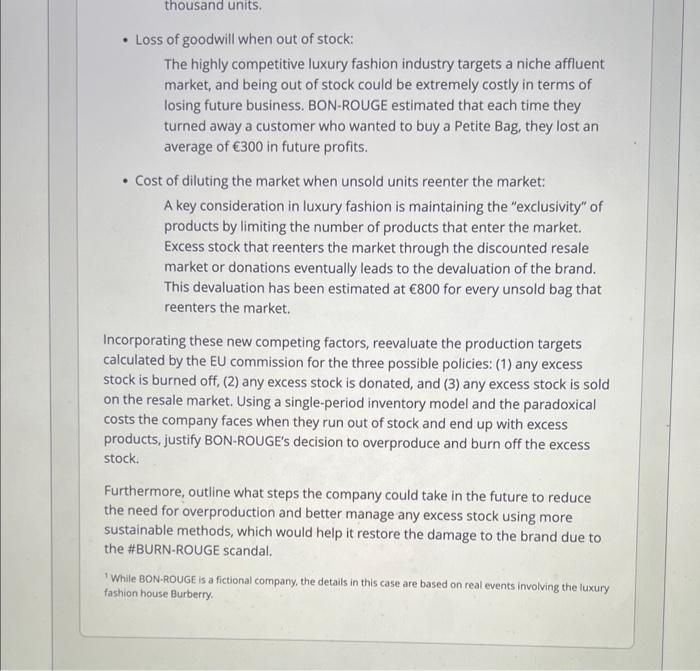 BON-ROUGE face and how they could, in the future, use operations management