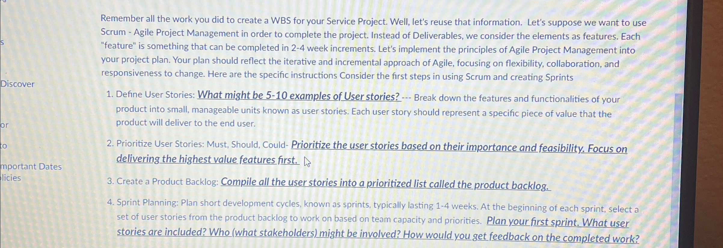  Remember all the work you did to create a WBS for