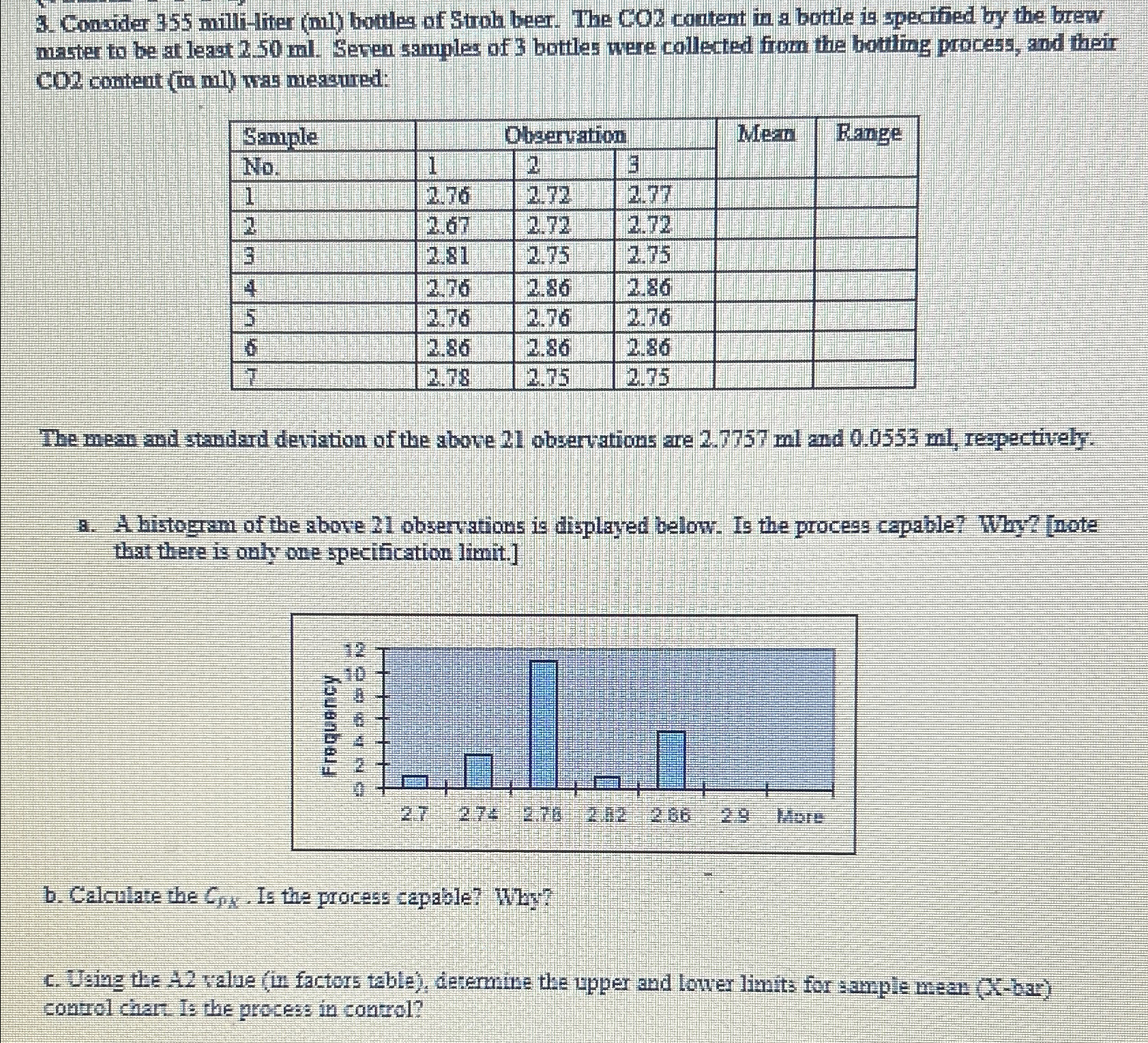  Consider 355 milli-liter (ml) botiles of Stroh beer. The CO2 coutent