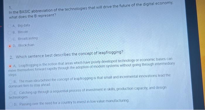  please answer the following mcqs 1. In the BASIC abbreviation of