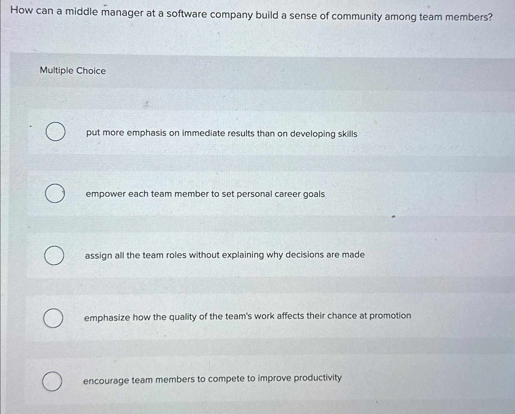  How can a middle manager at a software company build a