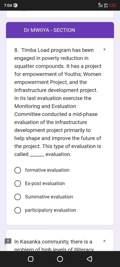  8. Timba Load program has been engaged in poverty reduction in