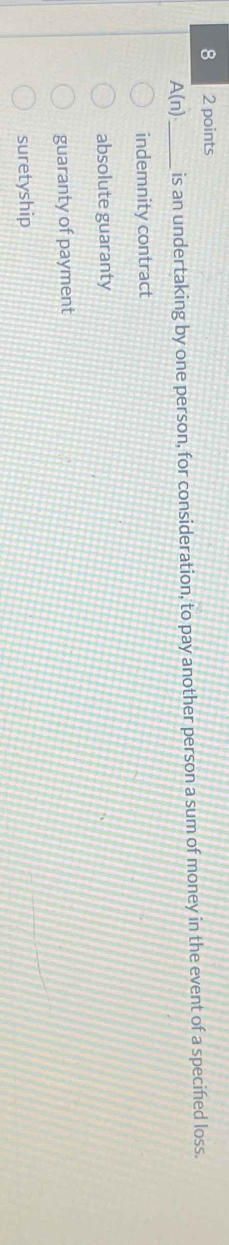  8 2 points A(n) is an undertaking by one person, for